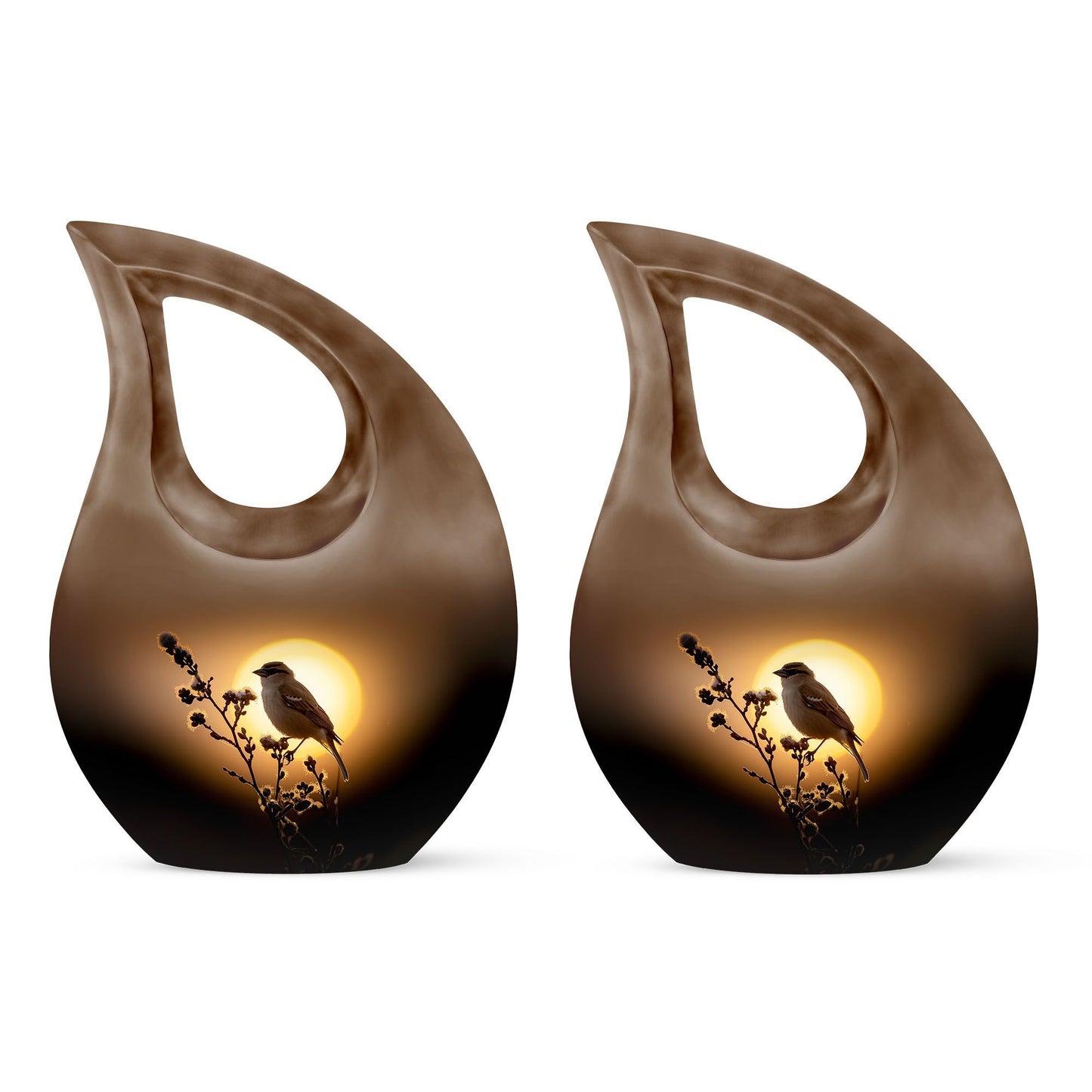 Sparrow themed Cross Drop design large memorial urn, 