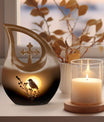 Sparrow themed Cross Drop design large memorial urn, 