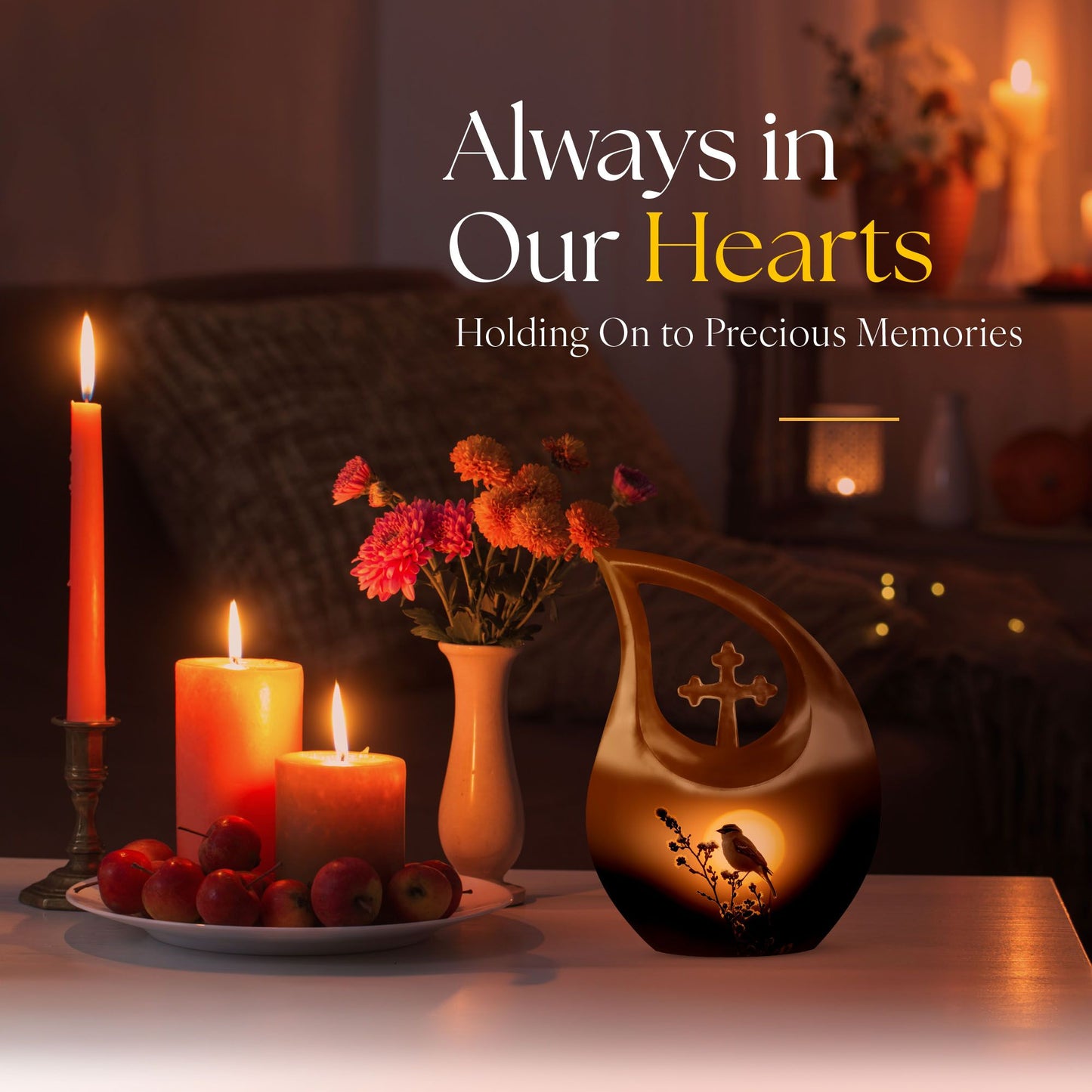 Sparrow themed Cross Drop design large memorial urn, 