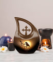 Sparrow themed Cross Drop design large memorial urn, 