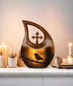 10-inch Sparrow Urn with Cross Drop Design, 