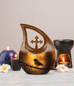 10-inch Sparrow Urn with Cross Drop Design, 