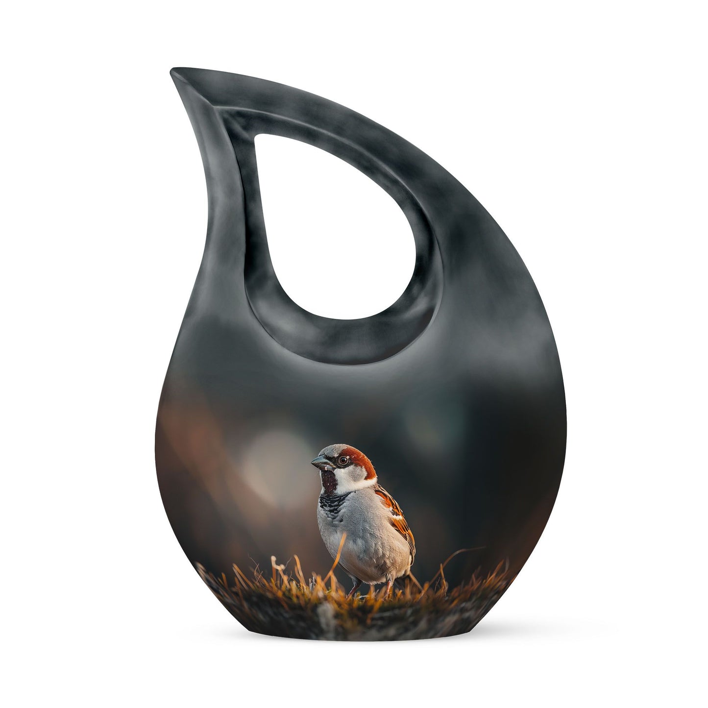 Sparrow-themed Cross Drop Cremation Box, Large Urn