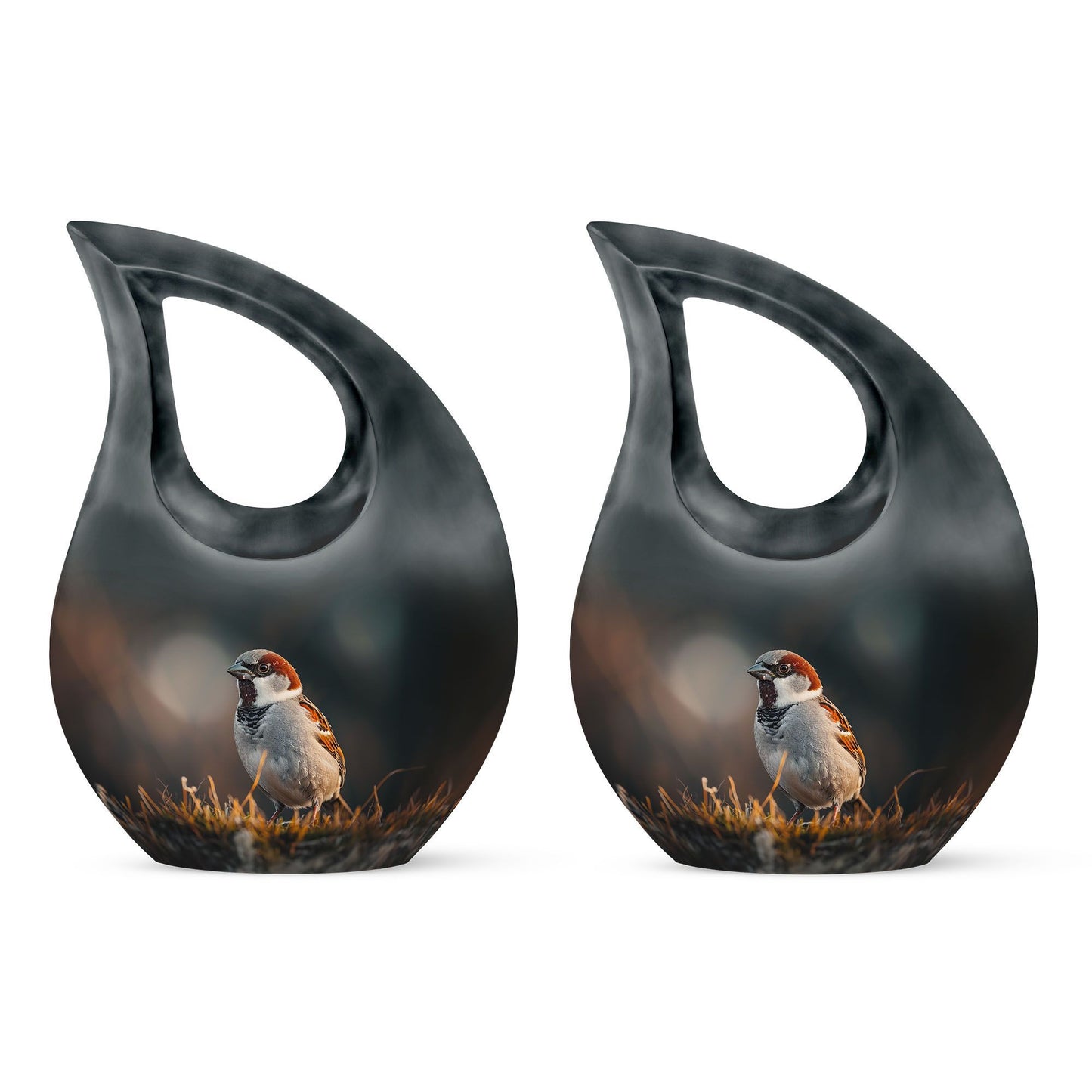 Sparrow-themed Cross Drop Cremation Box, Large Urn