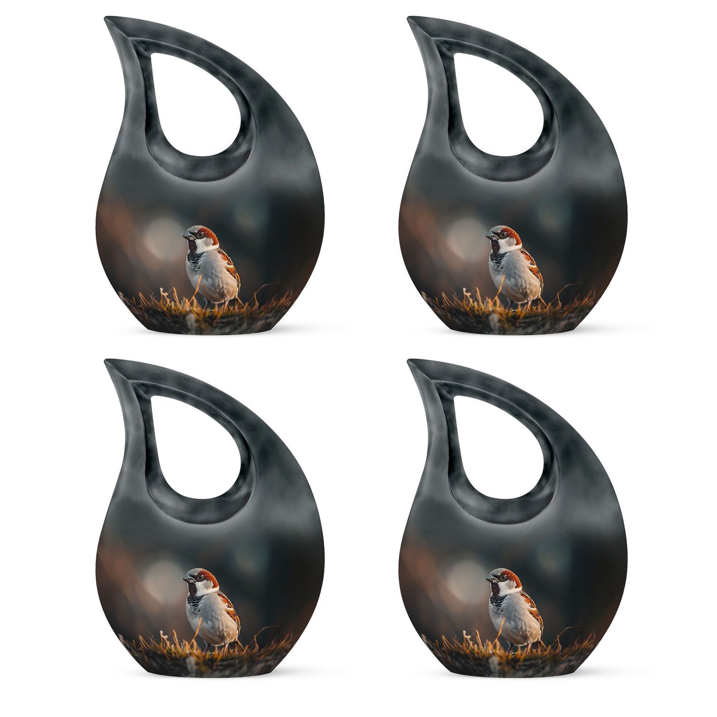 Sparrow-themed Cross Drop Cremation Box, Large Urn