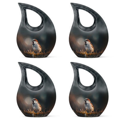 Sparrow-themed Cross Drop Cremation Box, Large Urn