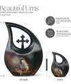 Sparrow-themed Cross Drop Cremation Box, Large Urn