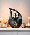Sparrow-themed Cross Drop Cremation Box, Large Urn