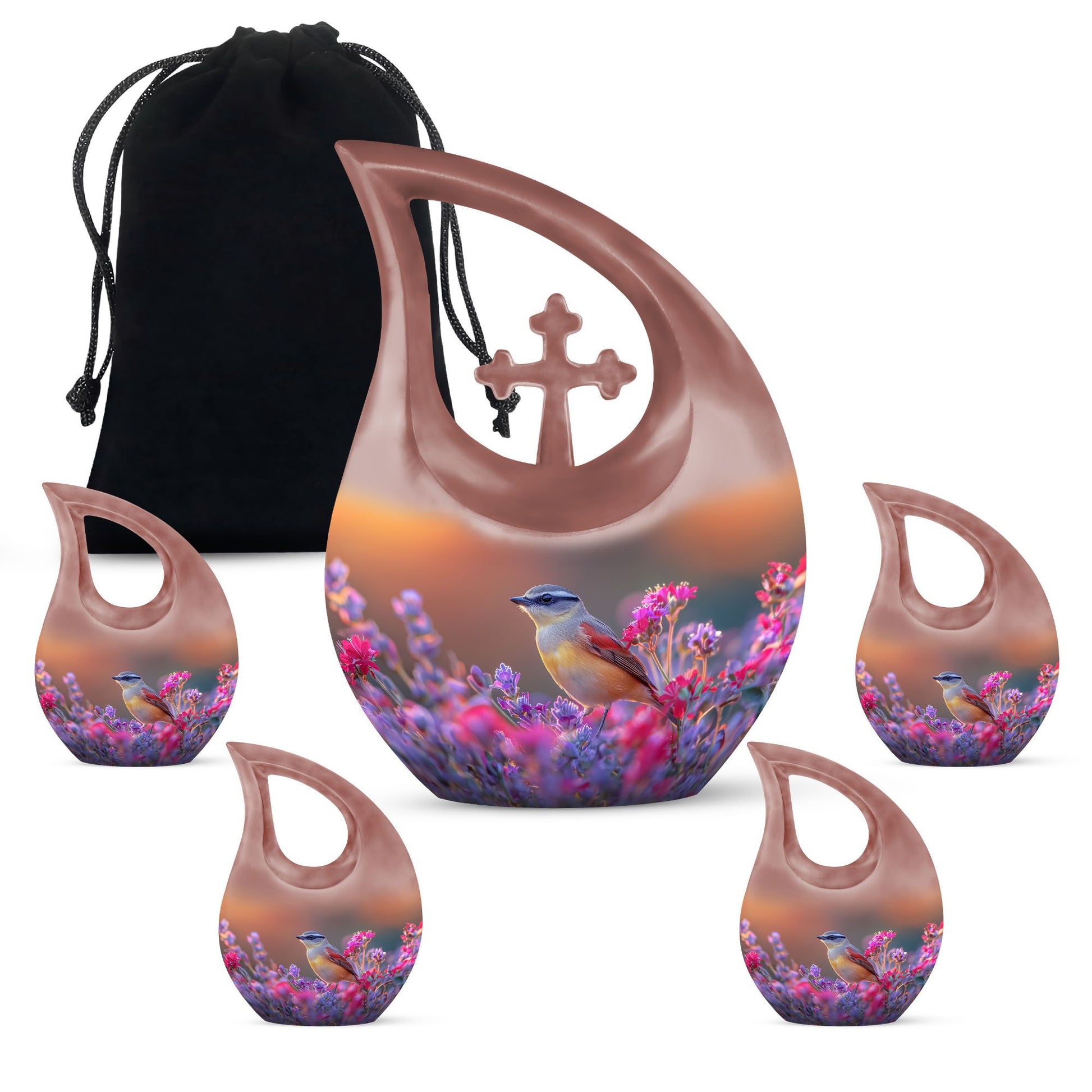 10 inch Cross Drop Sparrow Urn, 