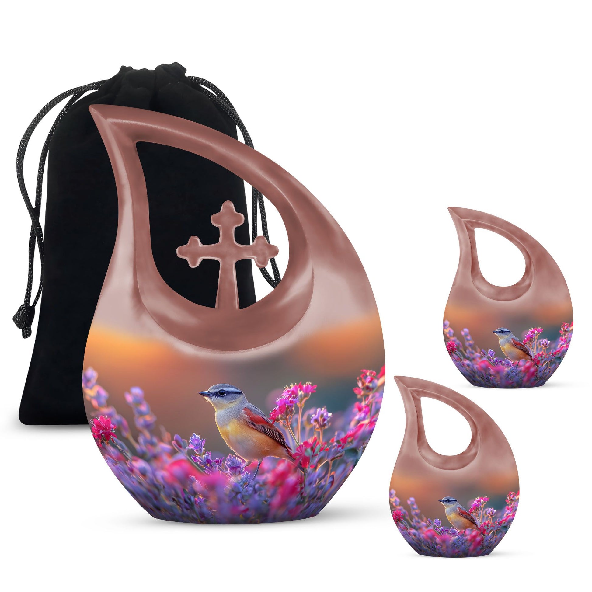 10 inch Cross Drop Sparrow Urn, 