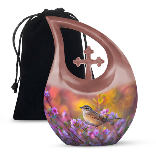 Medium size Sparrow Urn with a 10-inch Cross Drop design 