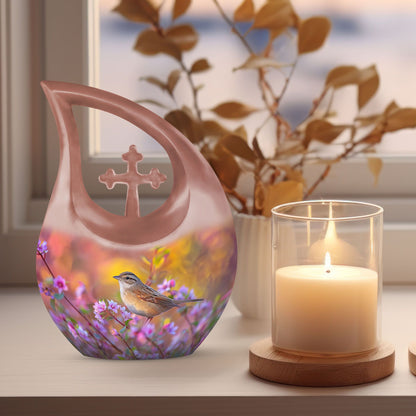 Medium size Sparrow Urn with a 10-inch Cross Drop design 