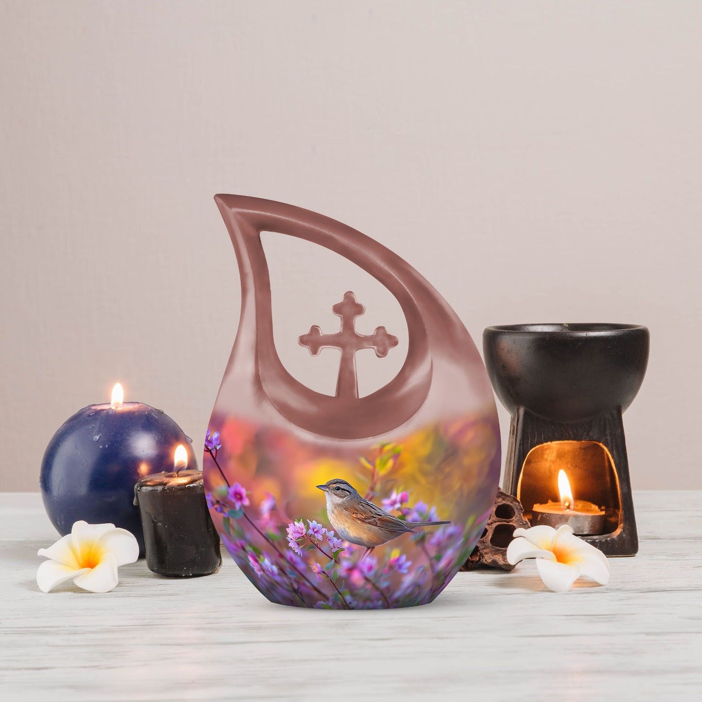 Medium size Sparrow Urn with a 10-inch Cross Drop design 