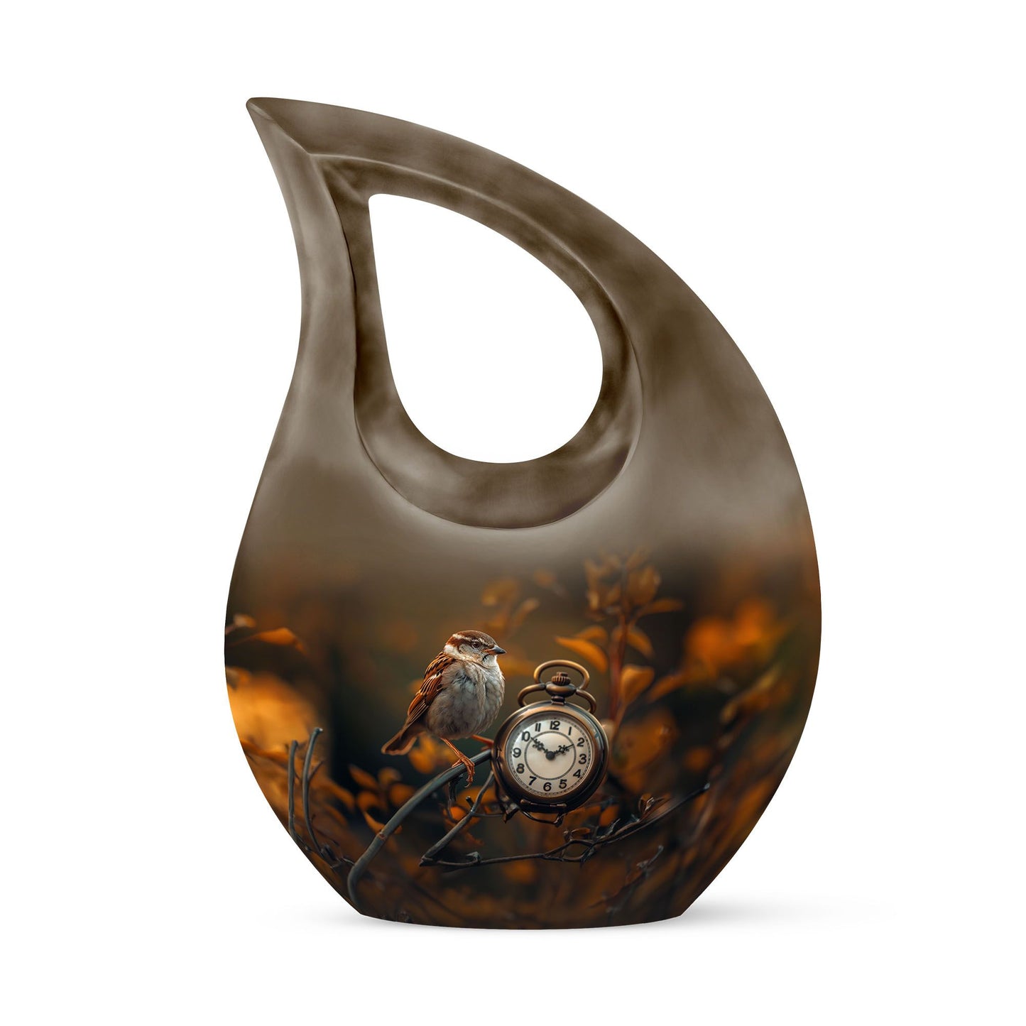 10-inch Sparrow and Cross Drop design custom urn