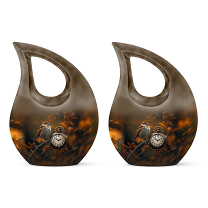 10-inch Sparrow and Cross Drop design custom urn