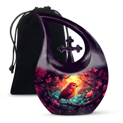 10-inch Sparrow Urn featuring Cross Drop design
