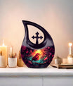 10-inch Sparrow Urn featuring Cross Drop design