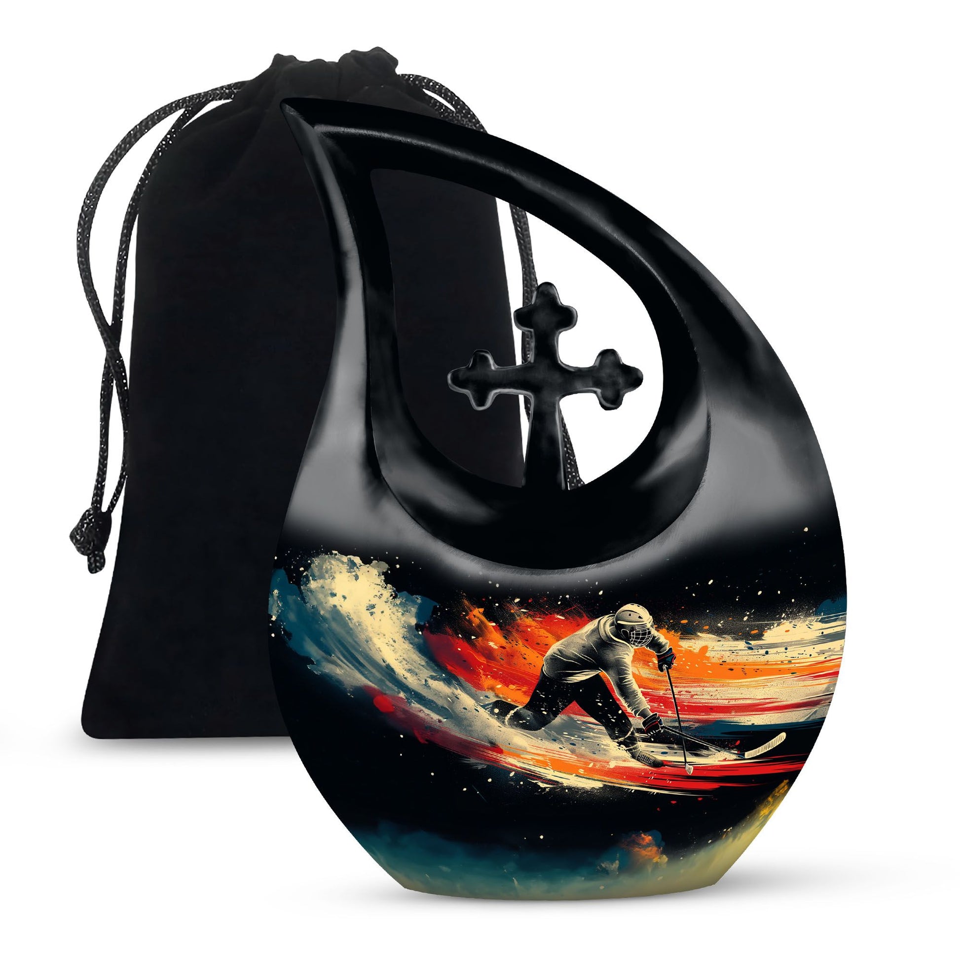 Ice Hockey Theme Large Urn 10 Inch