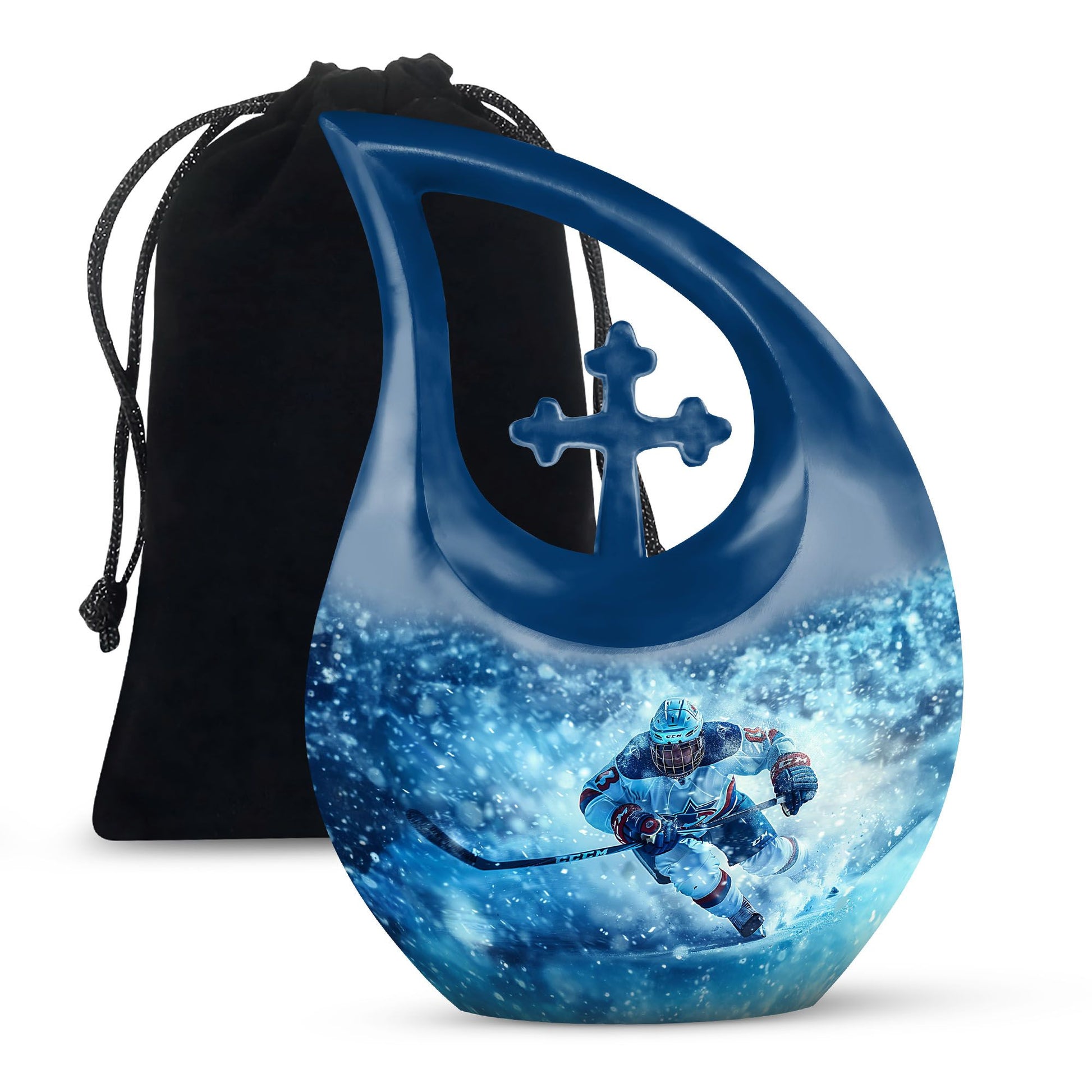 Ice Hockey Theme Large Urn 10 Inch