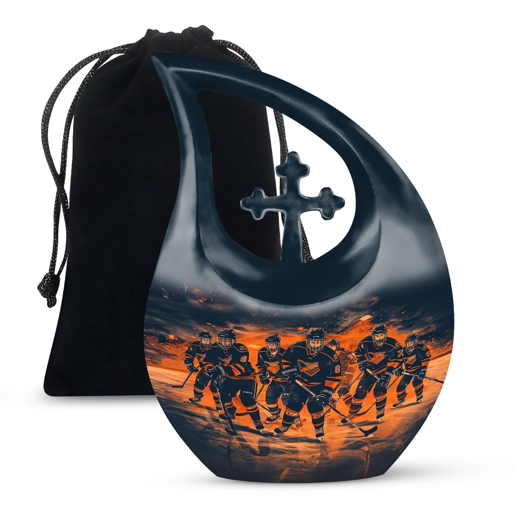 Ice Hockey Theme Large Urn 10 Inch