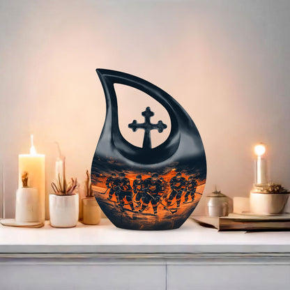 Large Ice Hockey Urn with Cross Drop design, 