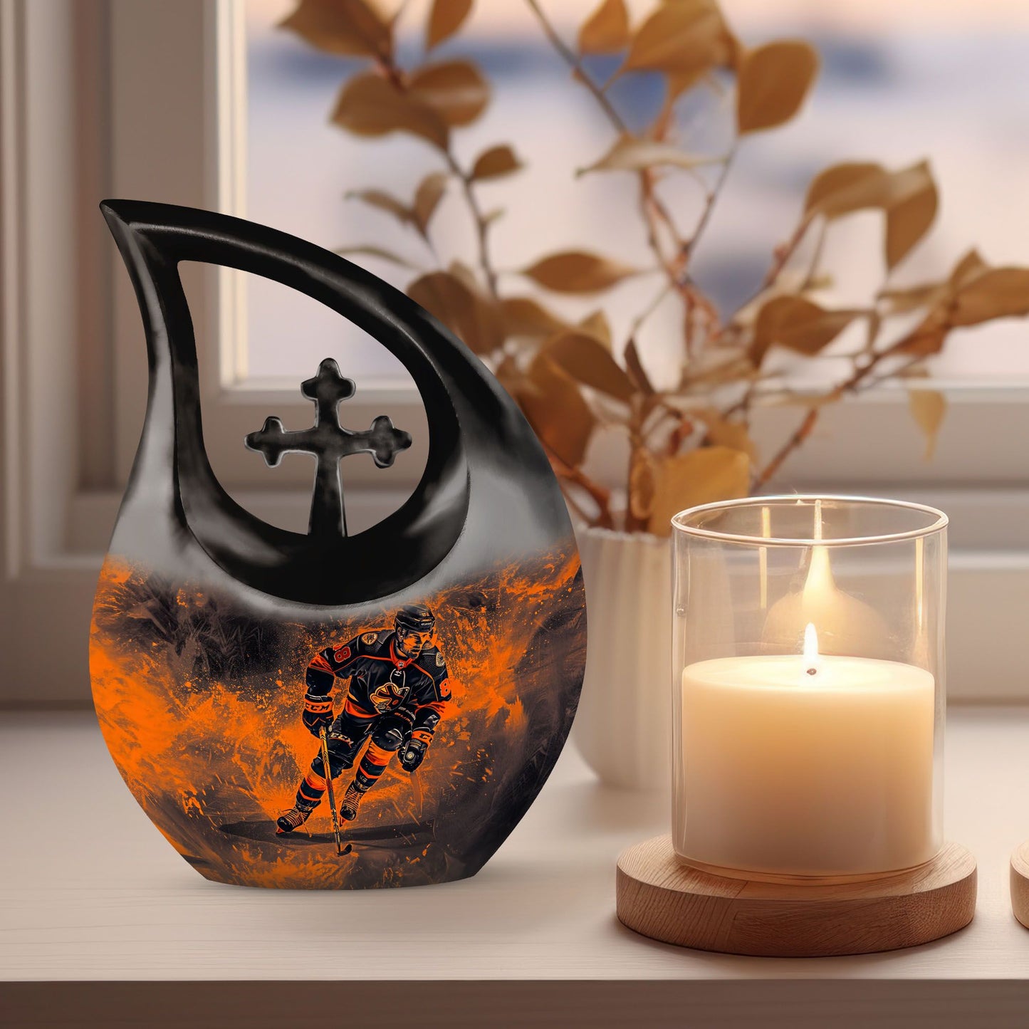 10-inch Ice Hockey Themed Extra Large Urn;