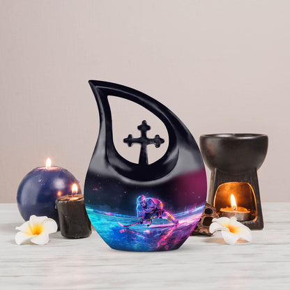 10-inch Ice Hockey Urn, Cross Drop design, 