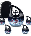 10-inch Ice Hockey Urn, Cross Drop Metal Cremation Urn, 