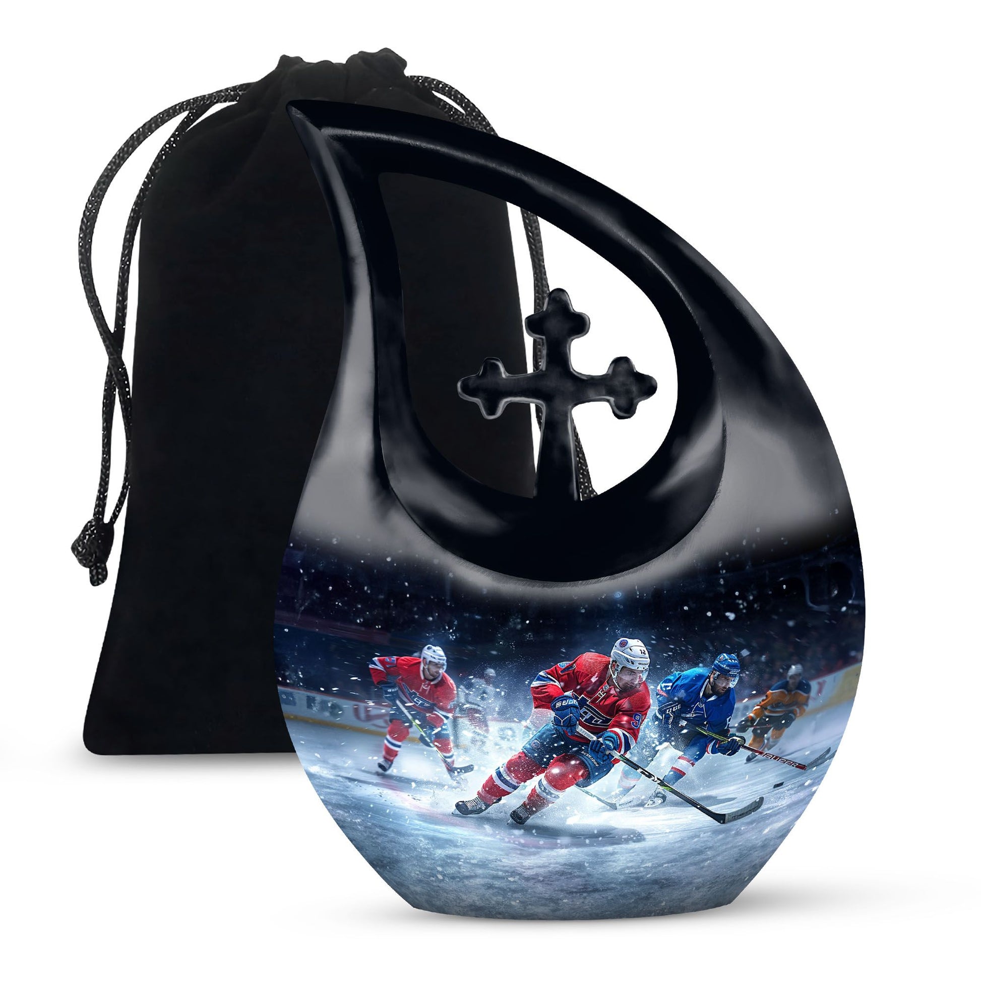 Ice Hockey Theme Large Urn 10 Inch