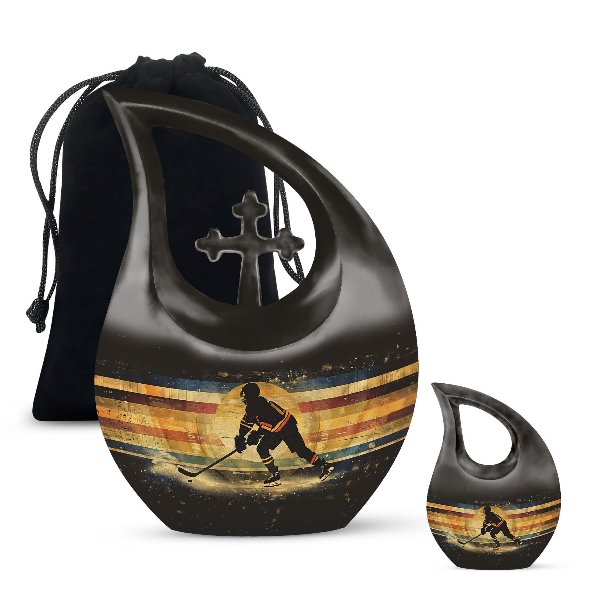 Ice Hockey Theme Large Urn With 1 Keepsake Urn