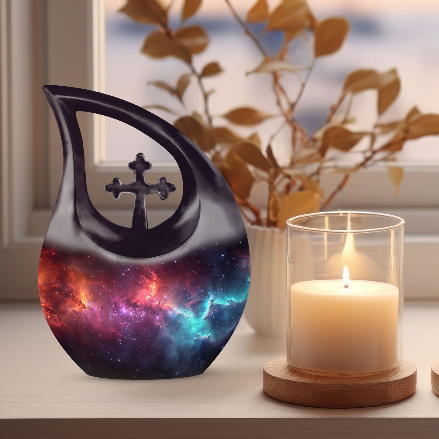 10 inch Nebula Galaxy Urn with Cross Drop Design