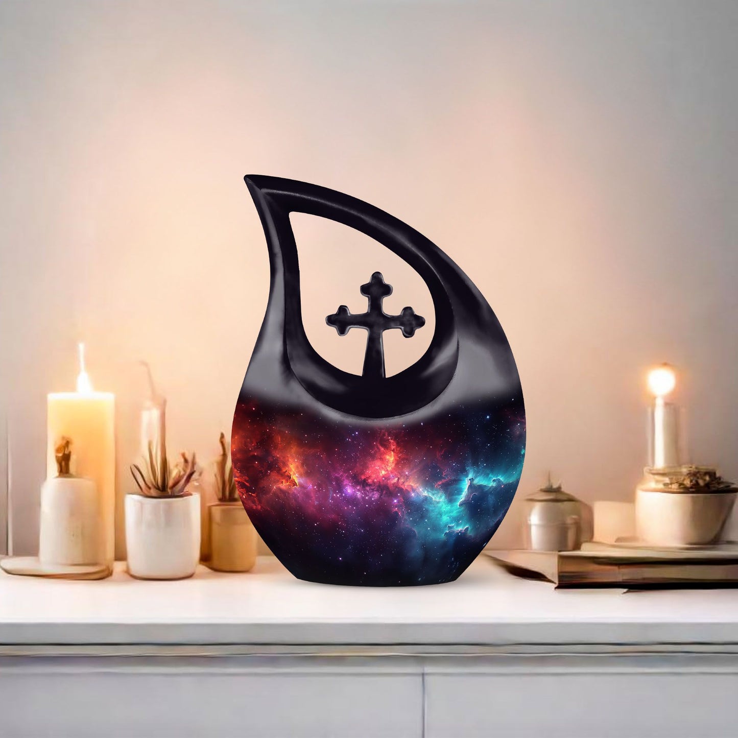 10 inch Nebula Galaxy Urn with Cross Drop Design