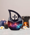 10 inch Nebula Galaxy Urn with Cross Drop Design