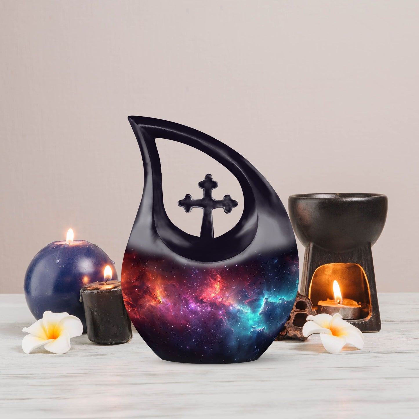 10 inch Nebula Galaxy Urn with Cross Drop Design