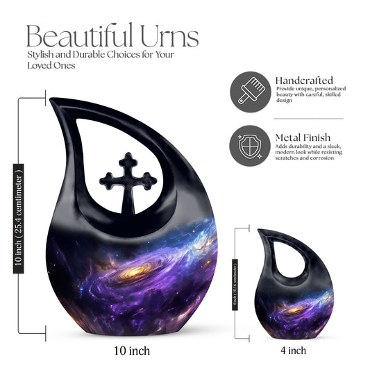 10-inch Nebula Galaxy Urn with Cross Drop design, 