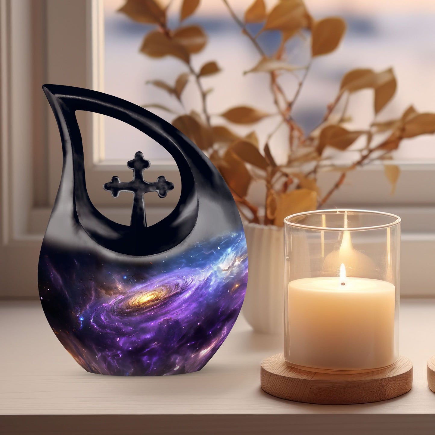10-inch Nebula Galaxy Urn with Cross Drop design, 