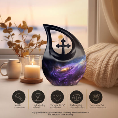 10-inch Nebula Galaxy Urn with Cross Drop design, 