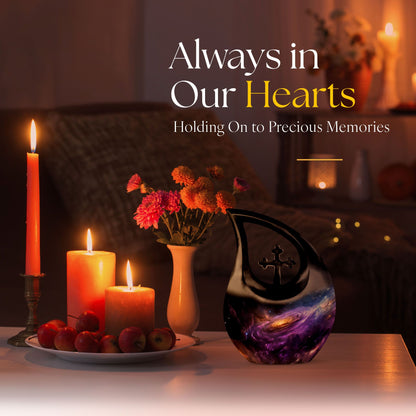 10-inch Nebula Galaxy Urn with Cross Drop design, 