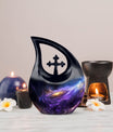 10-inch Nebula Galaxy Urn with Cross Drop design, 