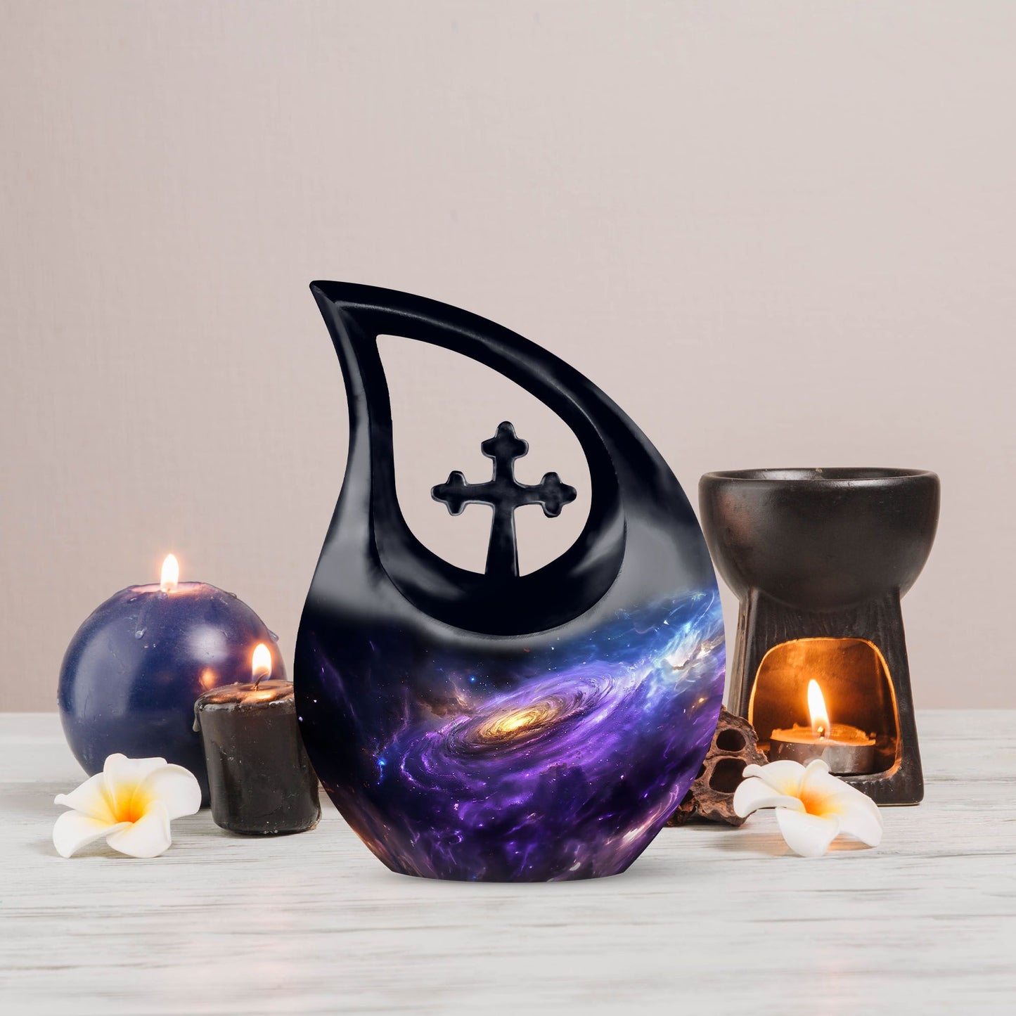 10-inch Nebula Galaxy Urn with Cross Drop design, 