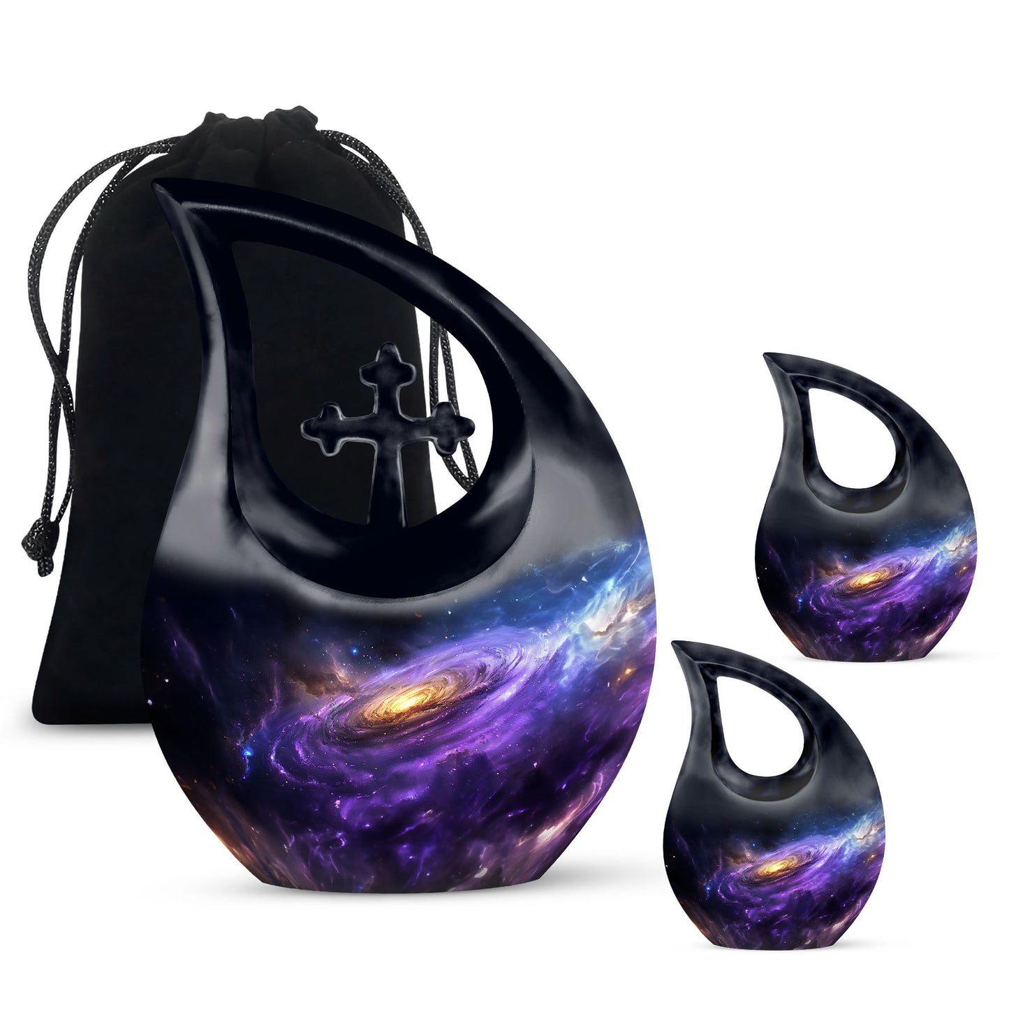 10-inch Nebula Galaxy Urn with Cross Drop design, 