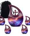 10-inch Nebula Galaxy Memorial Urn with Cross Drop design, 