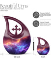 10-inch Nebula Galaxy Memorial Urn with Cross Drop design, 