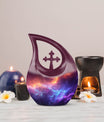 10-inch Nebula Galaxy Memorial Urn with Cross Drop design, 