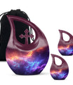 10-inch Nebula Galaxy Memorial Urn with Cross Drop design, 