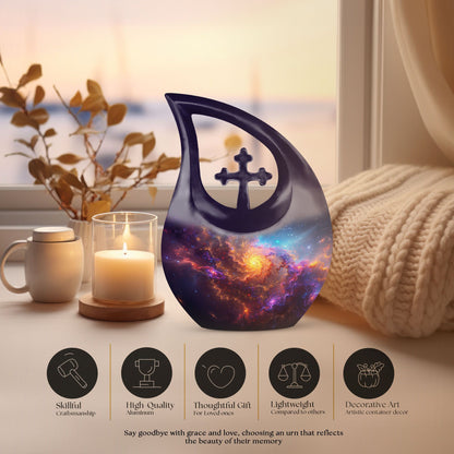 Nebula Galaxy Urn, 10-inch Cross Drop design, 