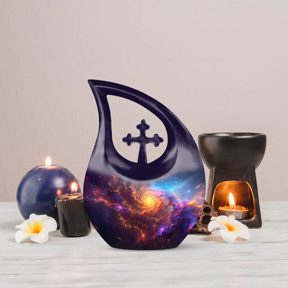 Nebula Galaxy Urn, 10-inch Cross Drop design, 