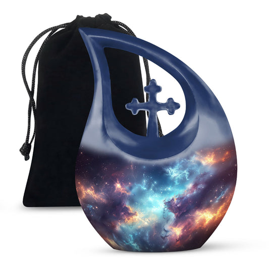 10-inch Nebula Galaxy Urn with Cross Drop design, 