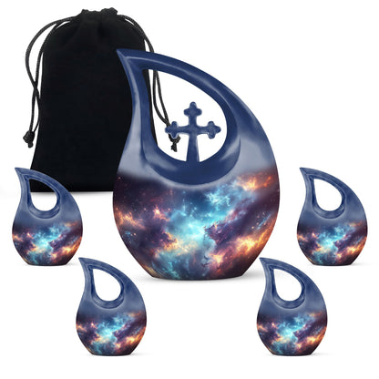 Nebula Galaxy Theme Large Urn With 4 Keepsake Urn