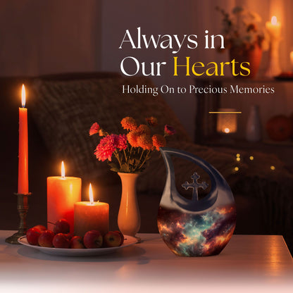 10-inch Nebula Galaxy Urn with Cross Drop design, 